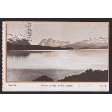 TIERRA DEL FUEGO TARJETA POSTAL DEL CAP POLONIO CON MATASELLO A BORDO DEL BARCO DE HSDG CON VISTA DE LOS CANALES PATAGONIA